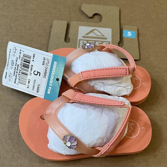 Reef Sandals Kids Toddler Size 5 Peach Parfait Little Charming Seashell CJ4229 - Picture 3 of 11